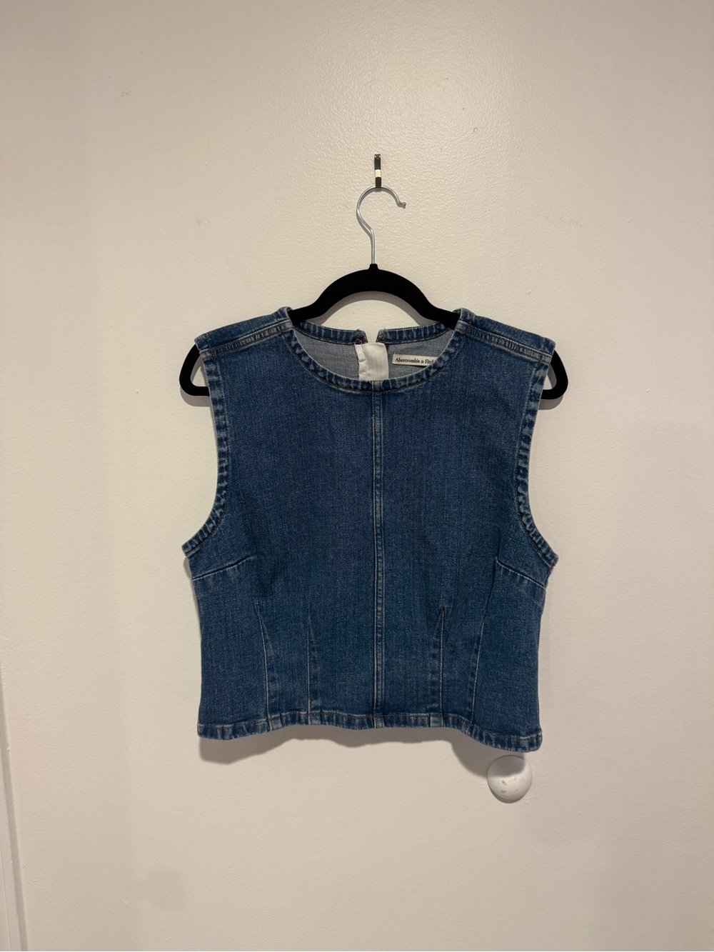 Abercrombie & Fitch Structured Denim Crop Top - Blue